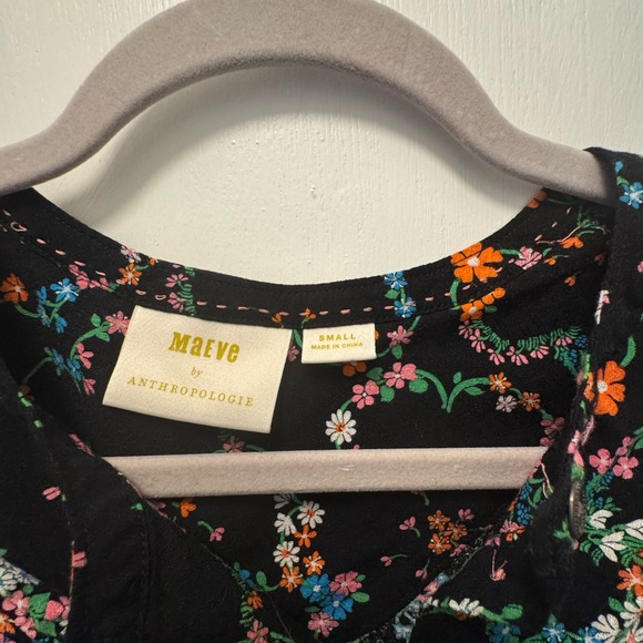 Anthropologie Avingnon Maeve Black Floral Blouse - Picture 3 of 7